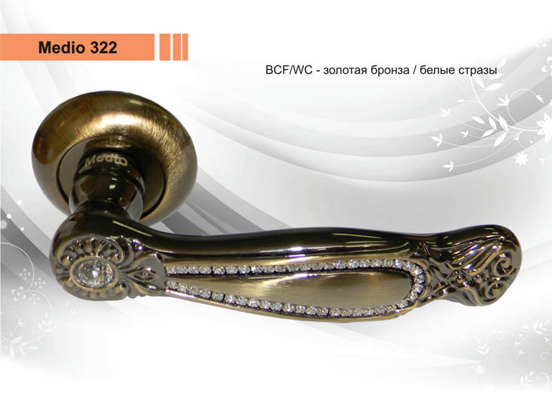 Ручка  Медио 322 BCF/WC золотая бронза/белые стразы [10]
